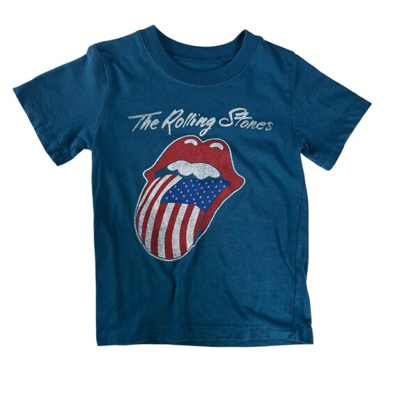 The Rolling Stones Tshirt Tee Boys Size 3T Blue America Flag Tongue - Picture 1 of 6
